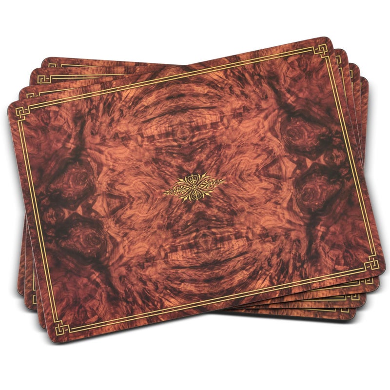 Pimpernel Walnut Burlap Set of 4 Placemats â€“ (15.7" x 11.7") Cork-Backed Rectangular Boards with Lacquer Finish, Heat & Stain Resistant Dining & Coffee Table Mats - Image 1